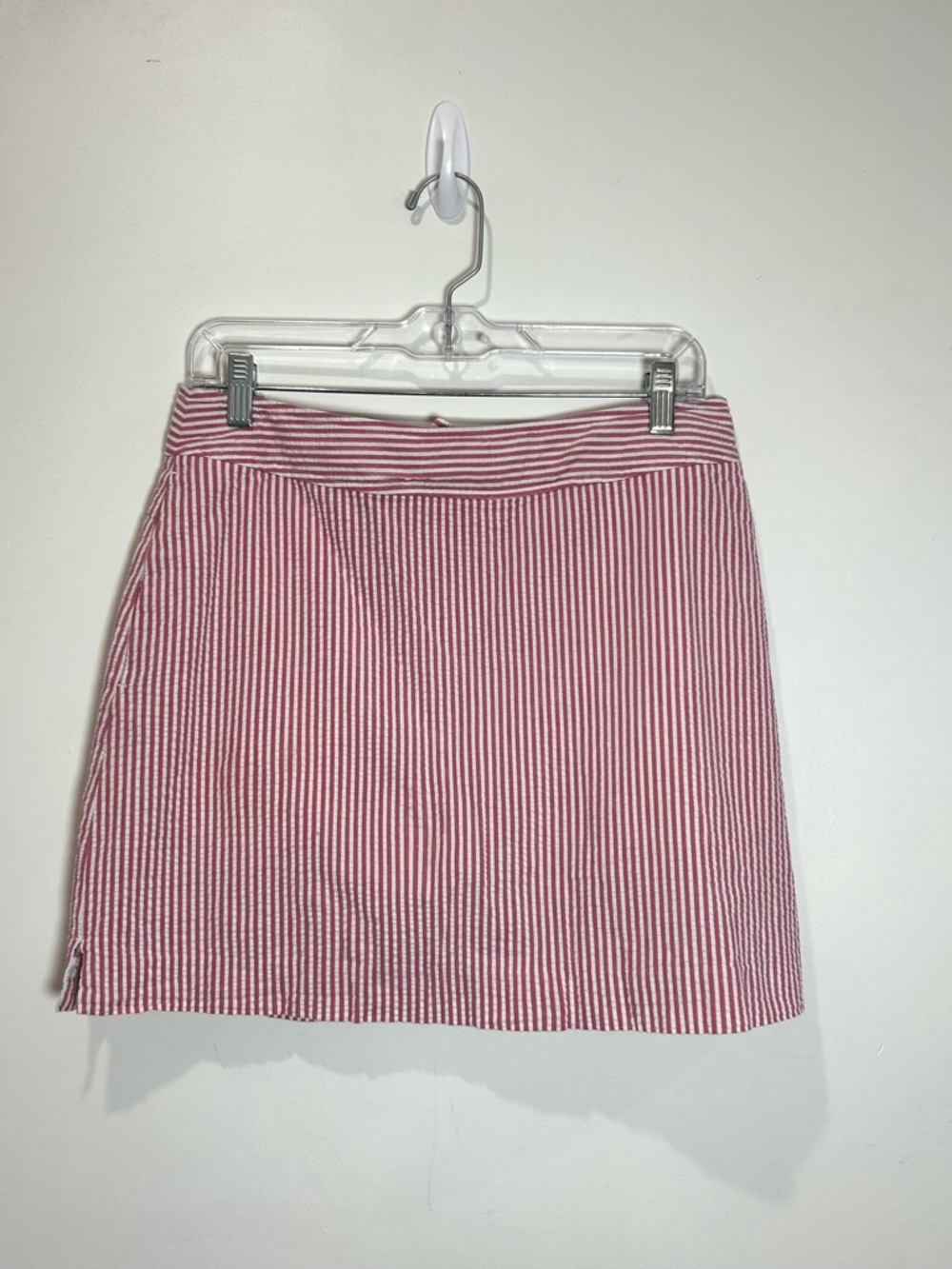 Vineyard Vines Skort Size 6 Pink White Seersucker Pockets Striped Preppy Coastal - Picture 2 of 11